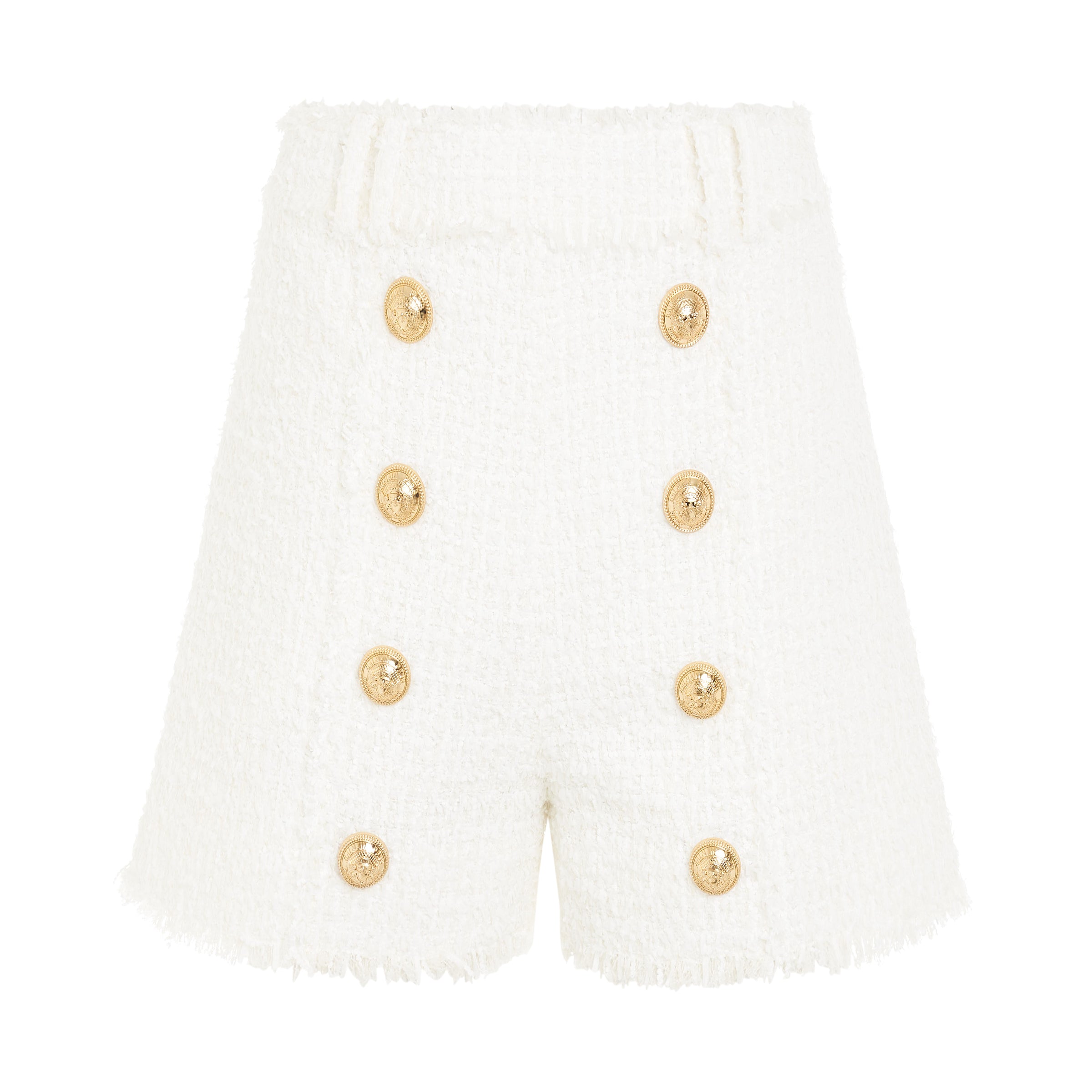 High Waisted 8 Buttons Shorts in White