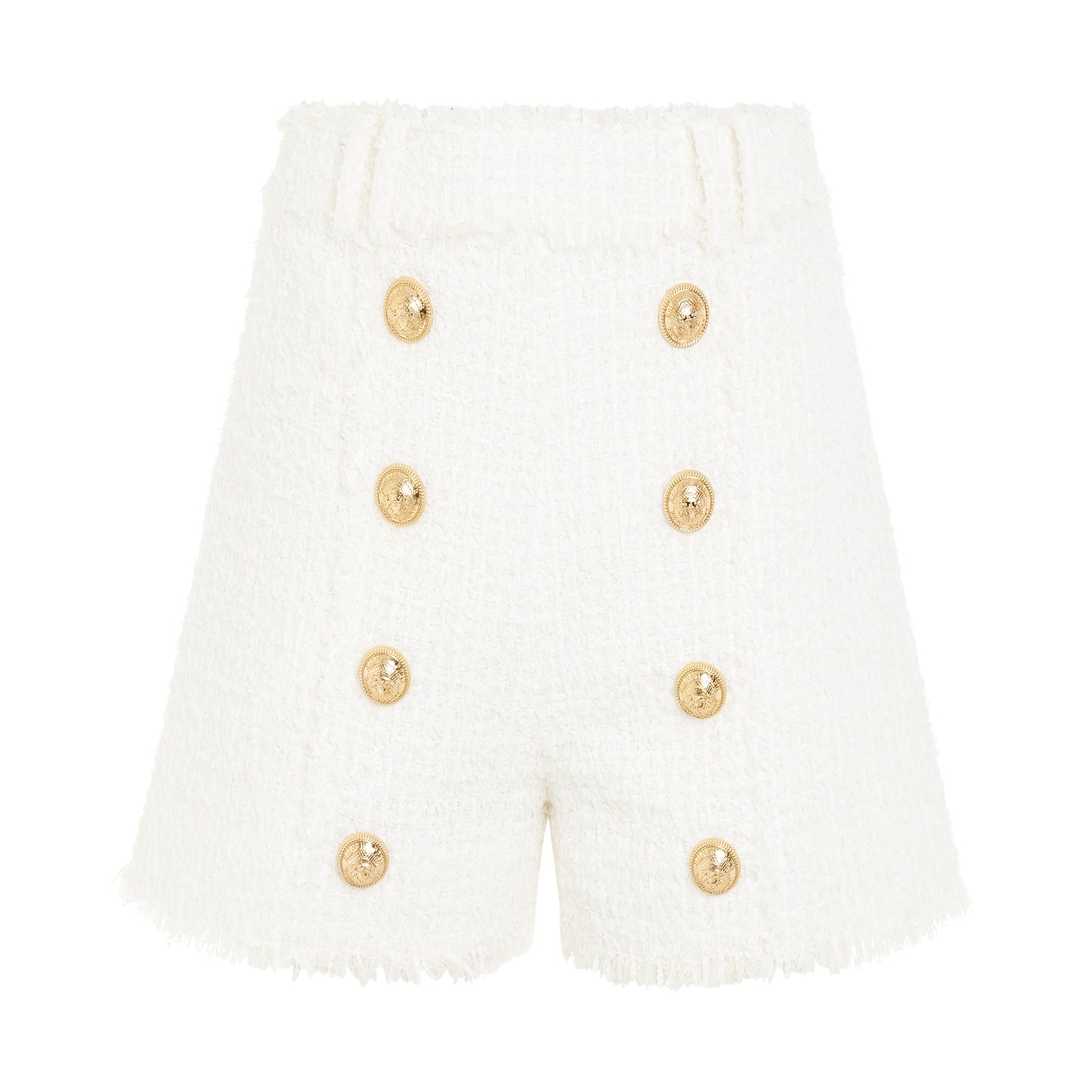 High Waisted 8 Buttons Shorts in White