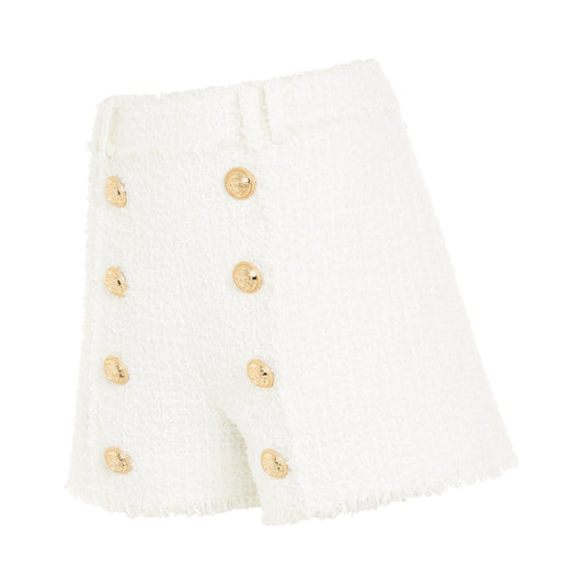 High Waisted 8 Buttons Shorts in White