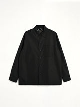 Non Down Military Button Slit Shirt in Black