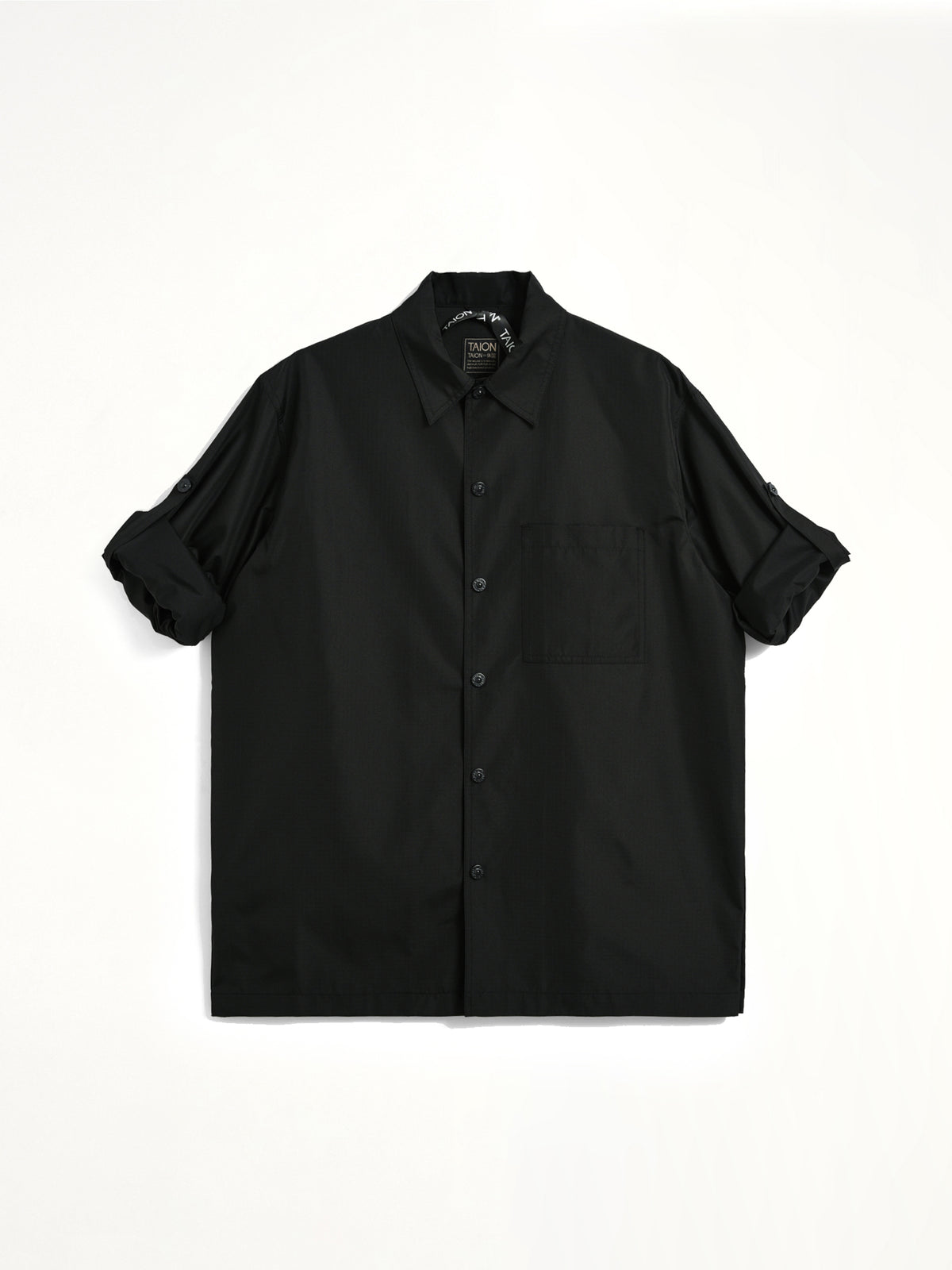 Non Down Military Button Slit Shirt in Black