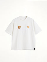 Front Side Embroidery Tiger T-Shirt in Off White