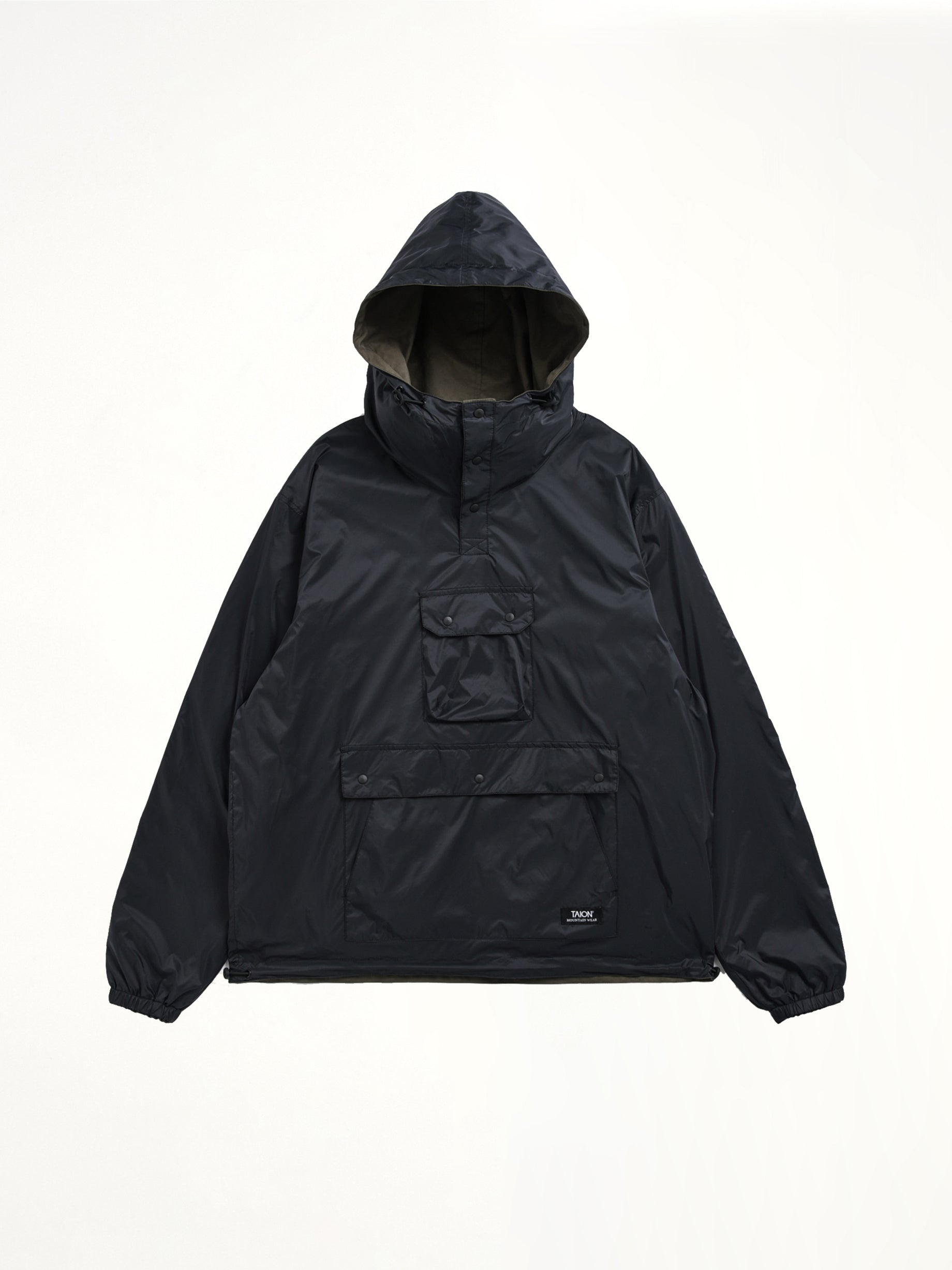 Non Down Mountain Reversible Anorak in Black/Dark Olive