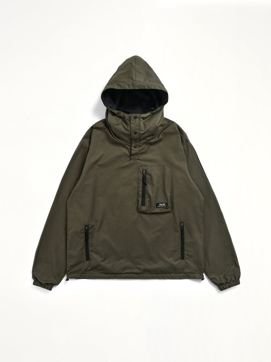 Non Down Mountain Reversible Anorak in Black/Dark Olive