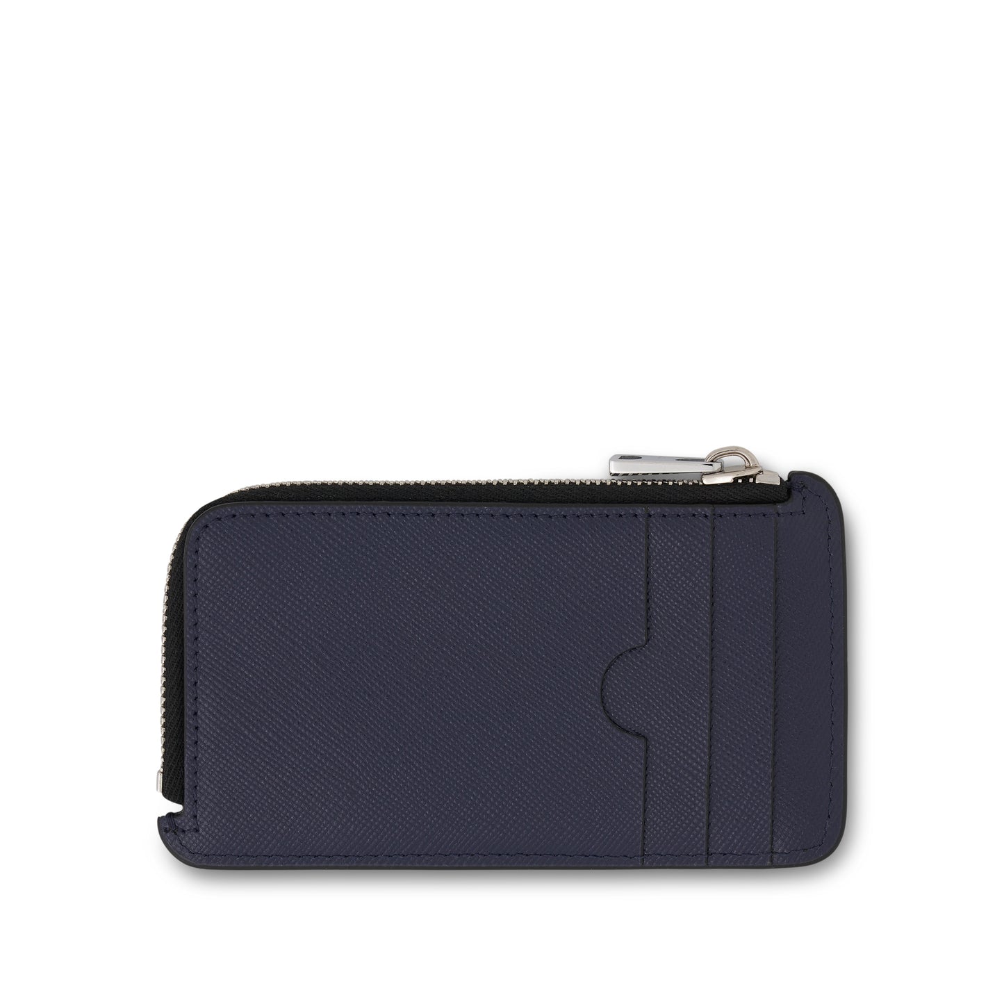 Printed Logo Card Holder with Zip in Black/Blue