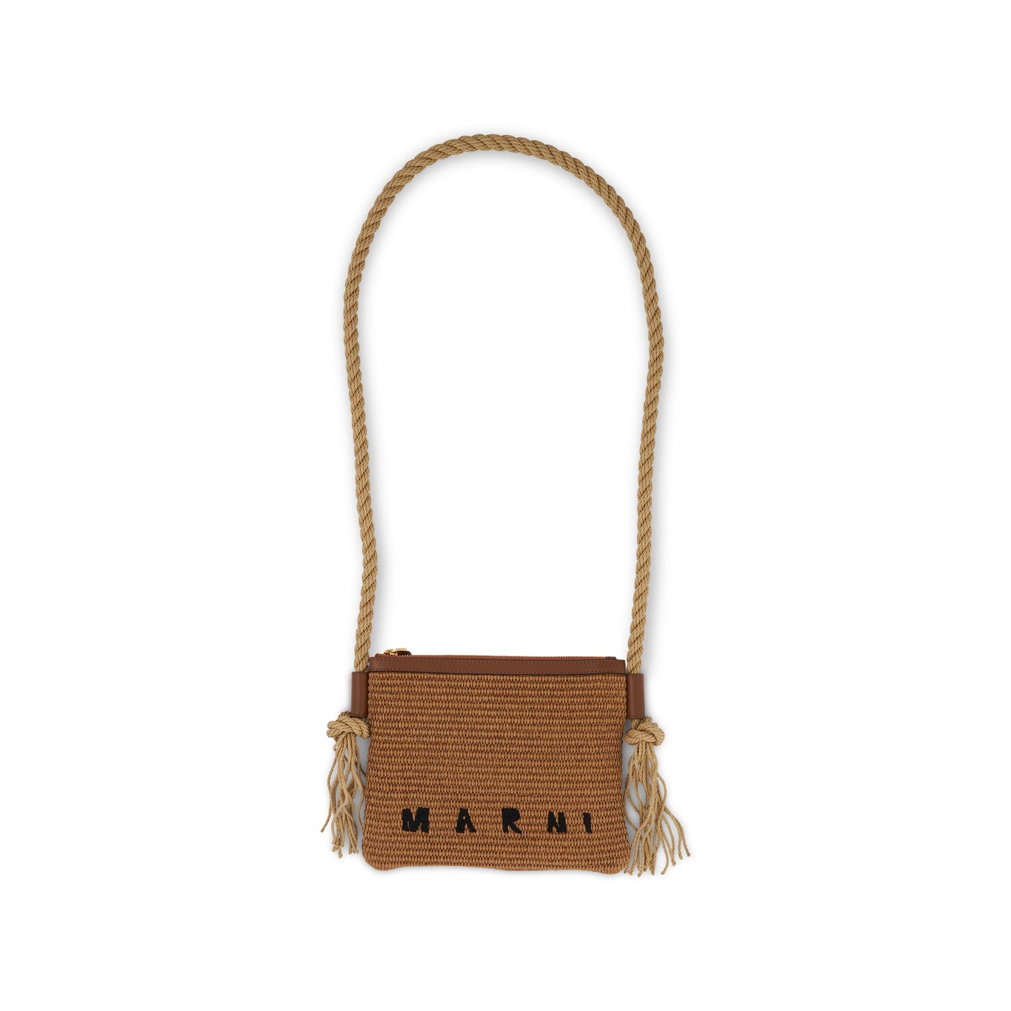 Marcel Zip Raffia Bag in Raw Sienna