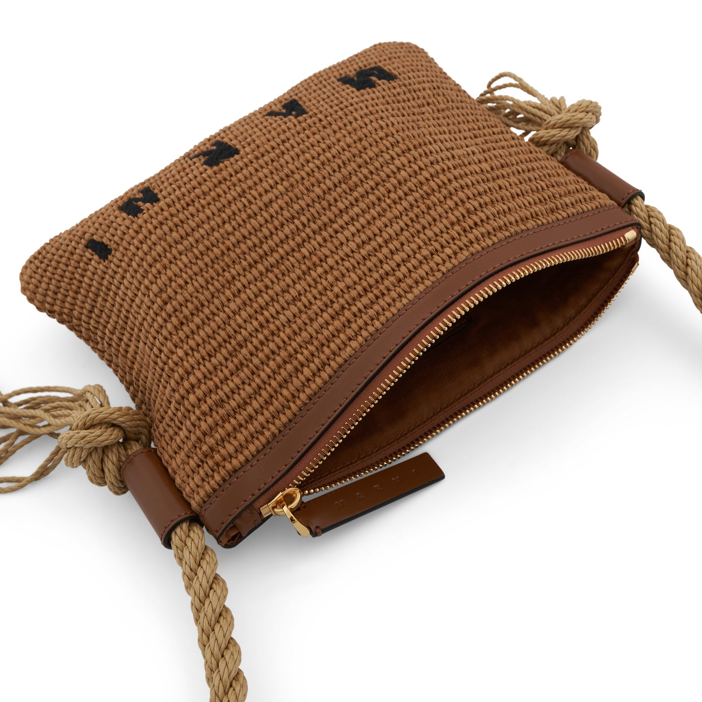 Marcel Zip Raffia Bag in Raw Sienna