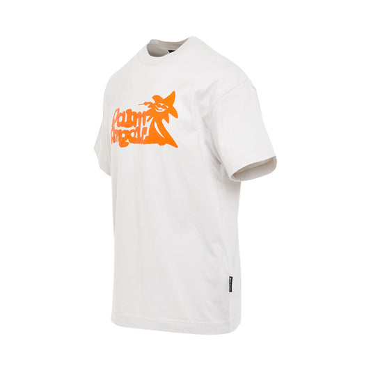 "Enzo" Logo Print T-Shirt in Light Grey/Orange