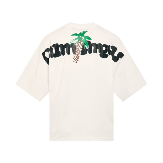 "Sketchy" Print Oversized T-Shirt in White/Black