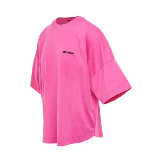 Embroidered Logo Oversized T-Shirt in Fuchsia