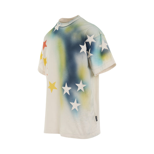 Sprayed Stars Vintage T-Shirts in White/Multicolour