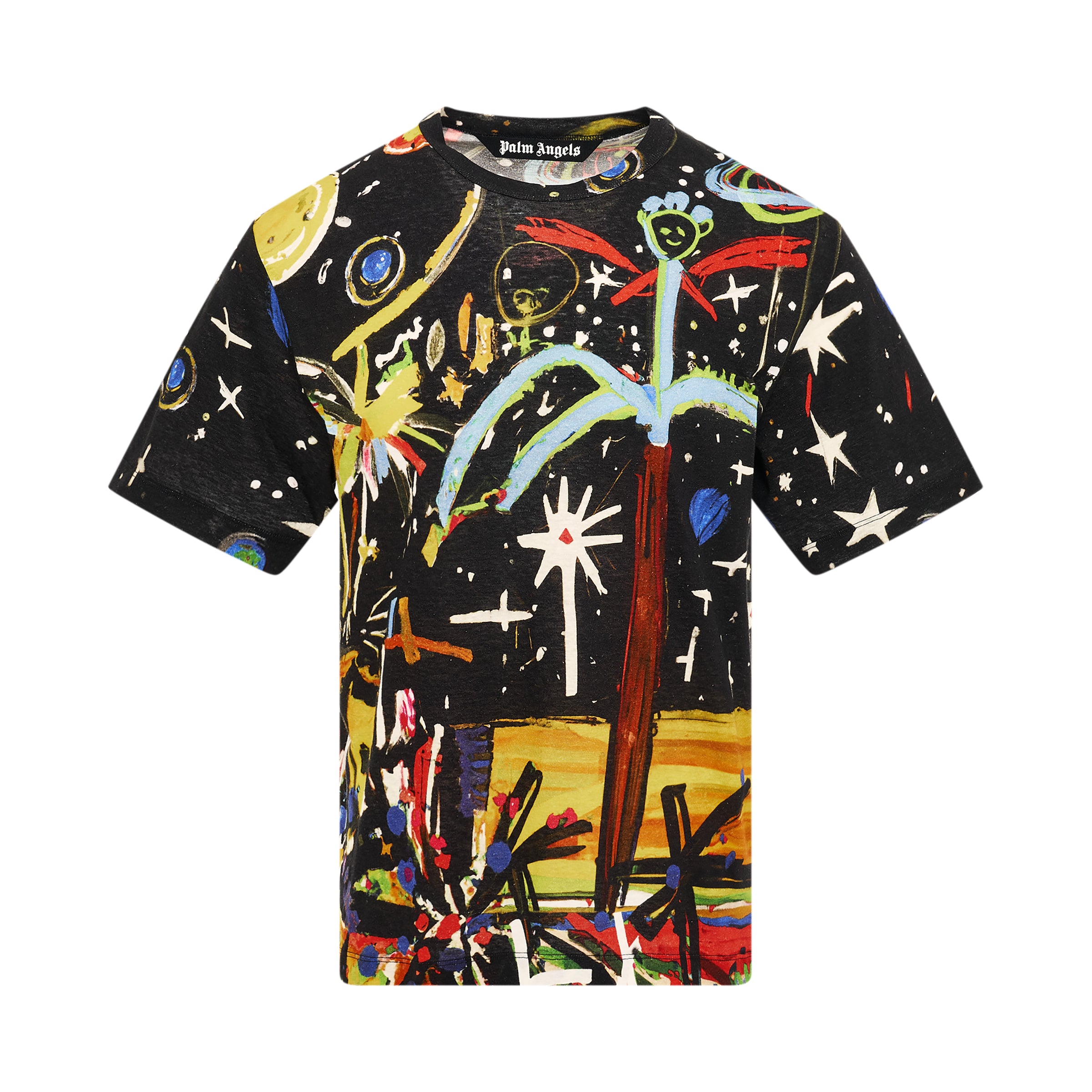 Starry Night Print T-Shirt in Black