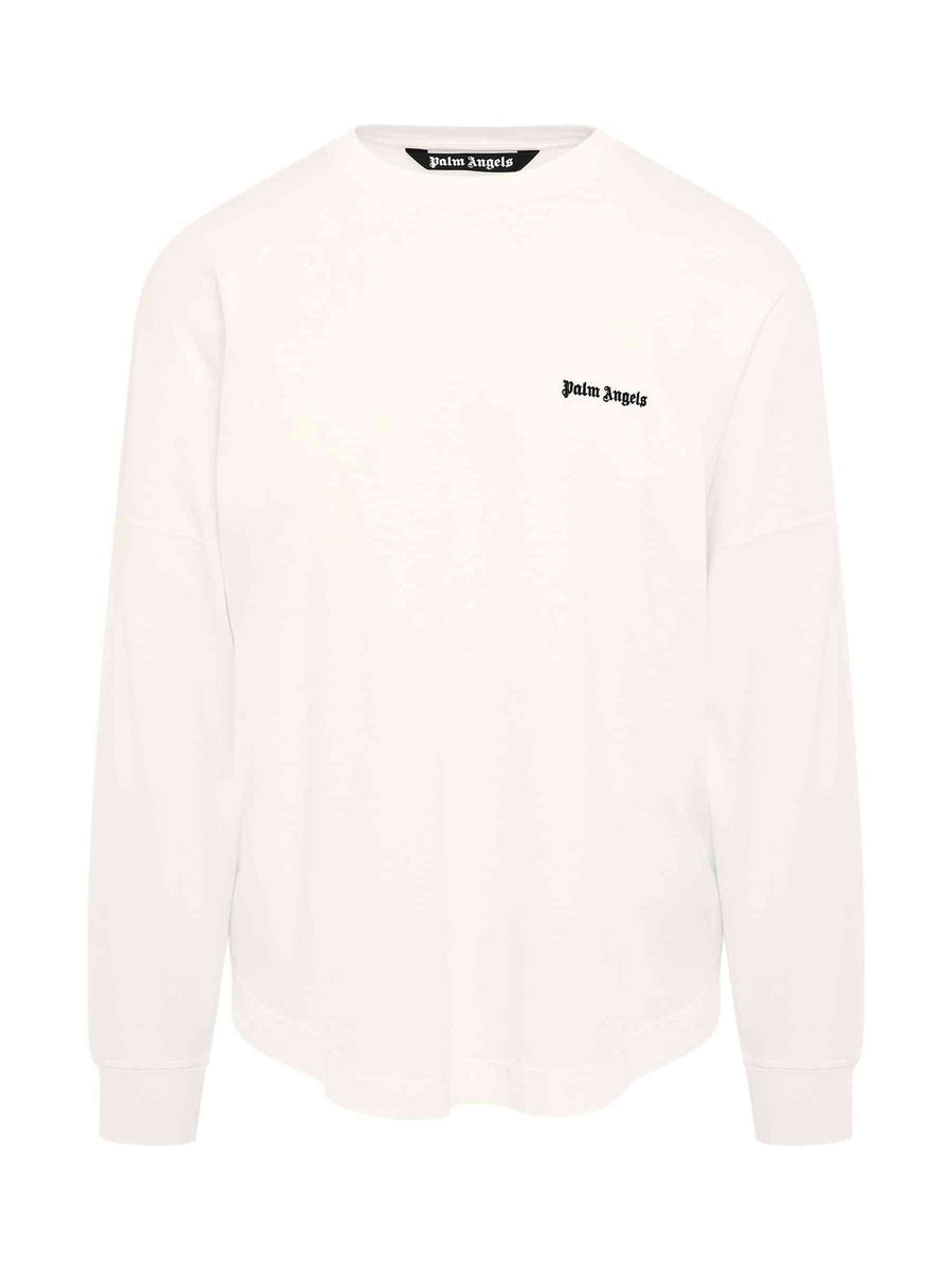 Embroidered Logo Long-sleeves T-Shirt in White