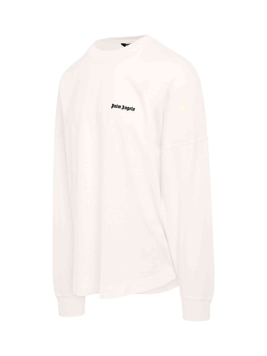 Embroidered Logo Long-sleeves T-Shirt in White