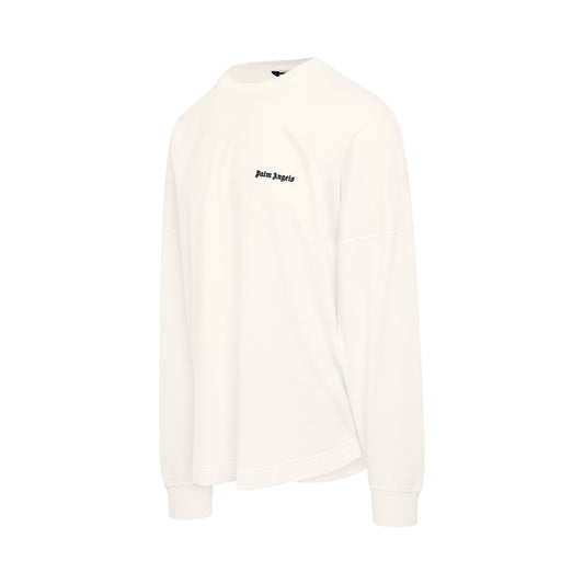 Embroidered Logo Long-sleeves T-Shirt in White