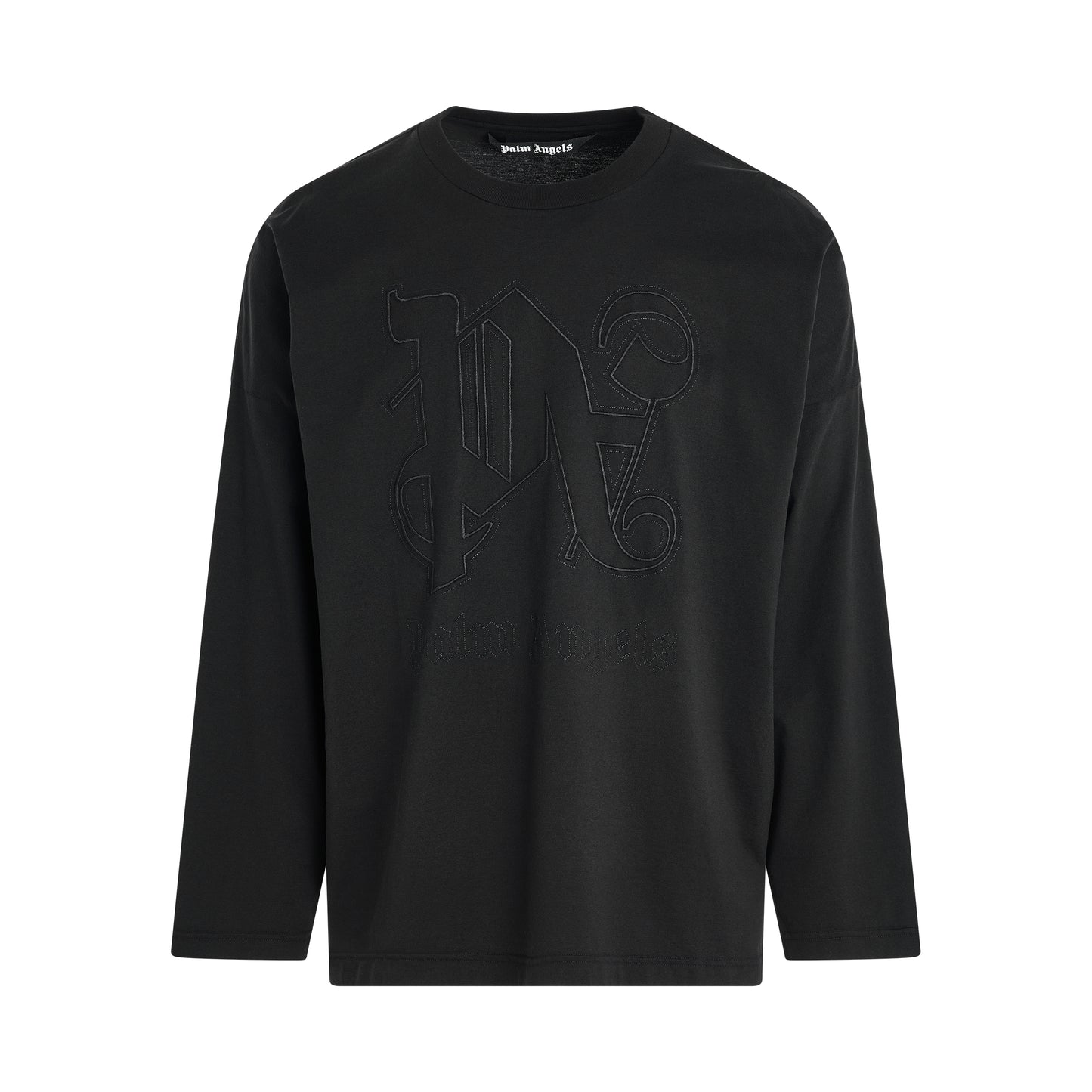 Monogram Long Sleeve Statement T-Shirt in Black