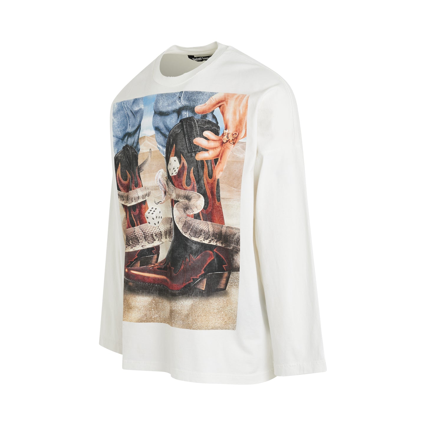 Dice Game Long Sleeve Loose T-Shirt in Off White