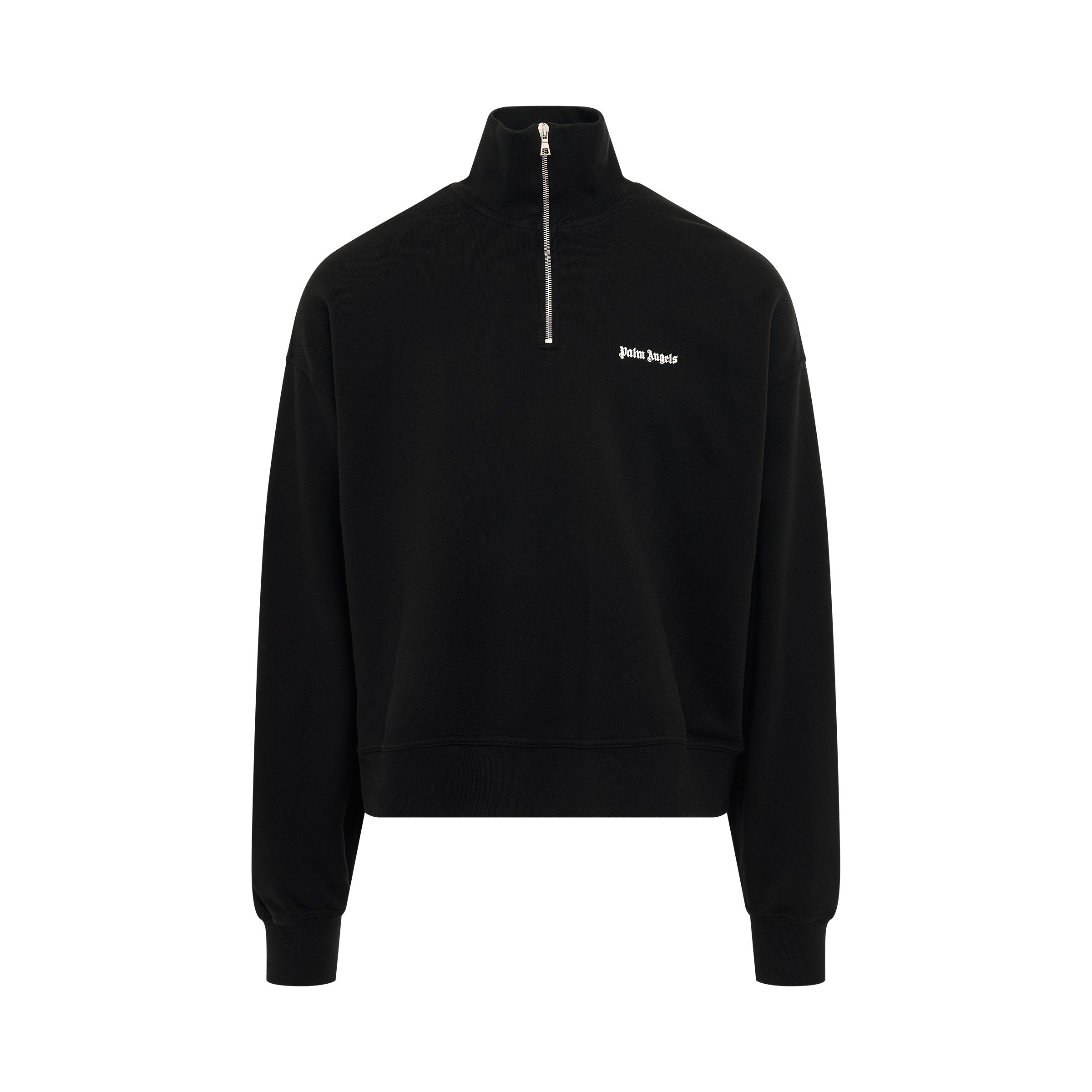 Embroidered Logo Half-zip Sweatshirt in Black