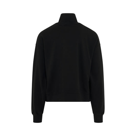 Embroidered Logo Half-zip Sweatshirt in Black