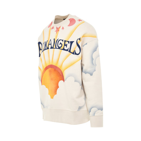 Palm Sunrise Graphic Sweatshirt in Off White