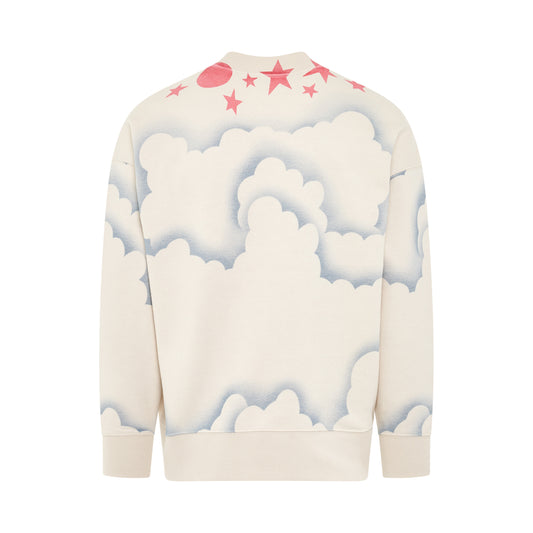 Palm Sunrise Graphic Sweatshirt in Off White