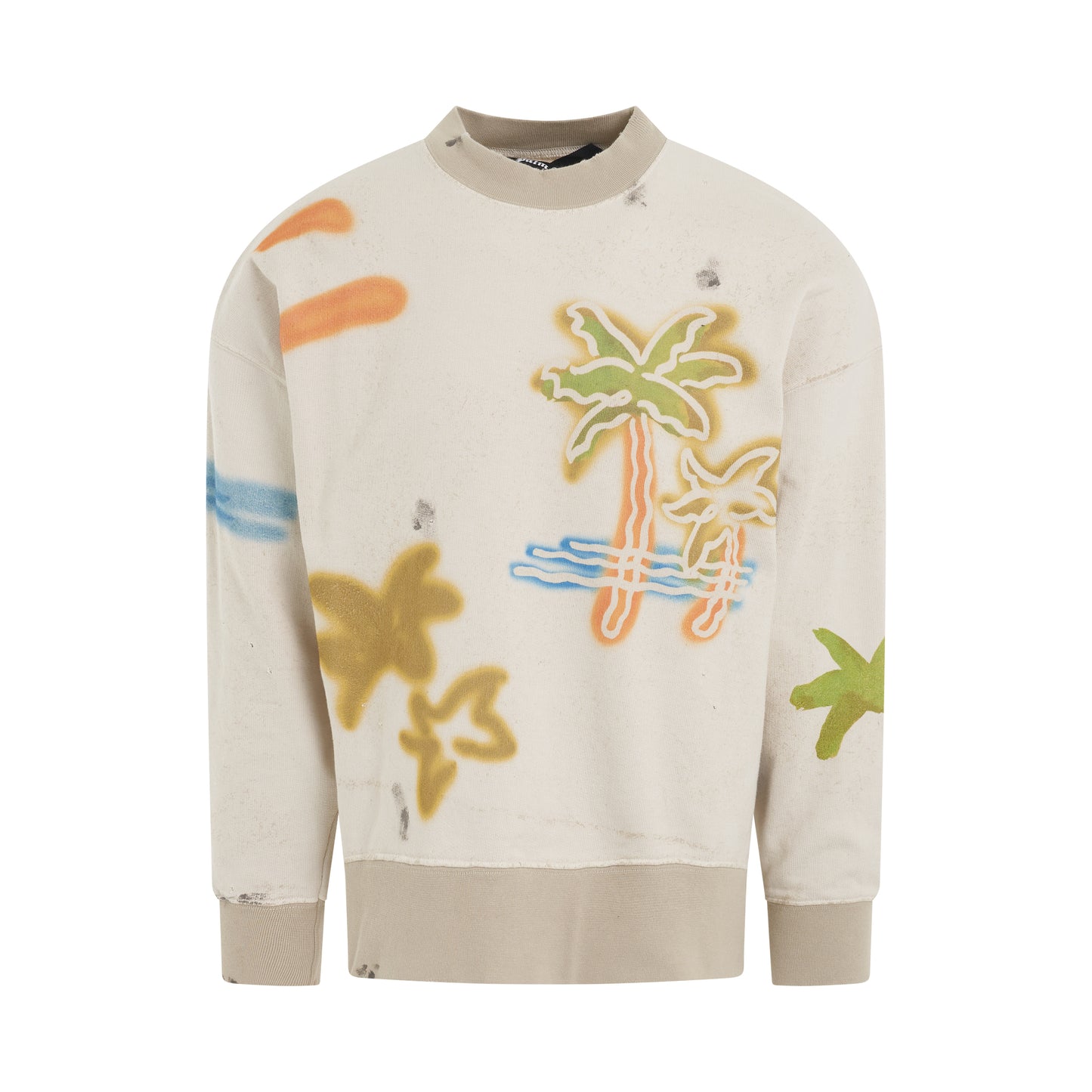 Palm Neon Crewneck Sweatshirt in Off White/Multicolour