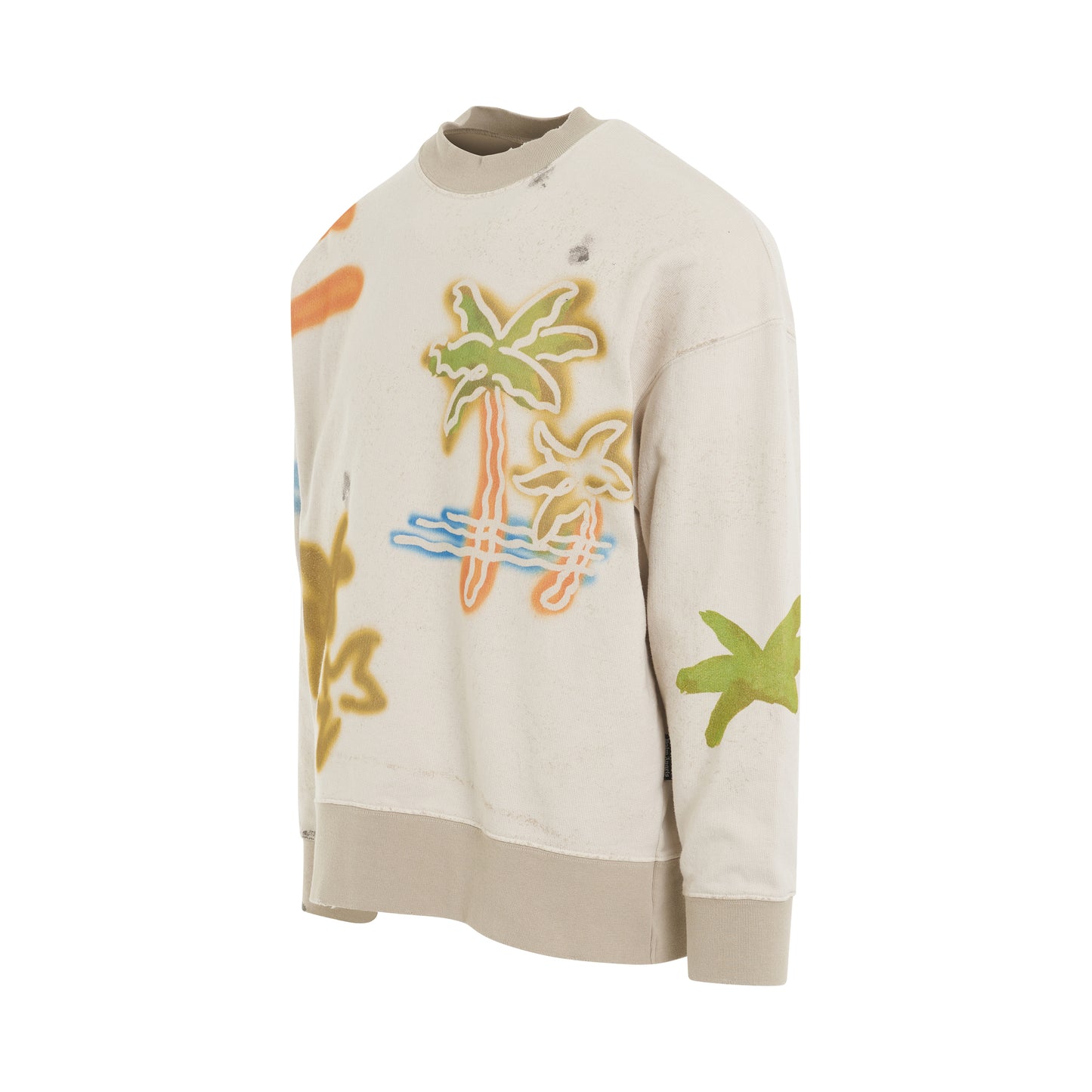 Palm Neon Crewneck Sweatshirt in Off White/Multicolour