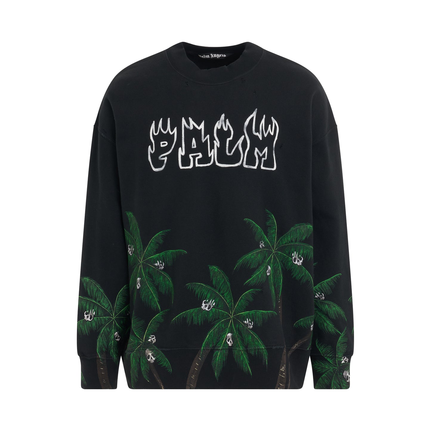 Palm&Skull Vintage Crewneck in Black/Green