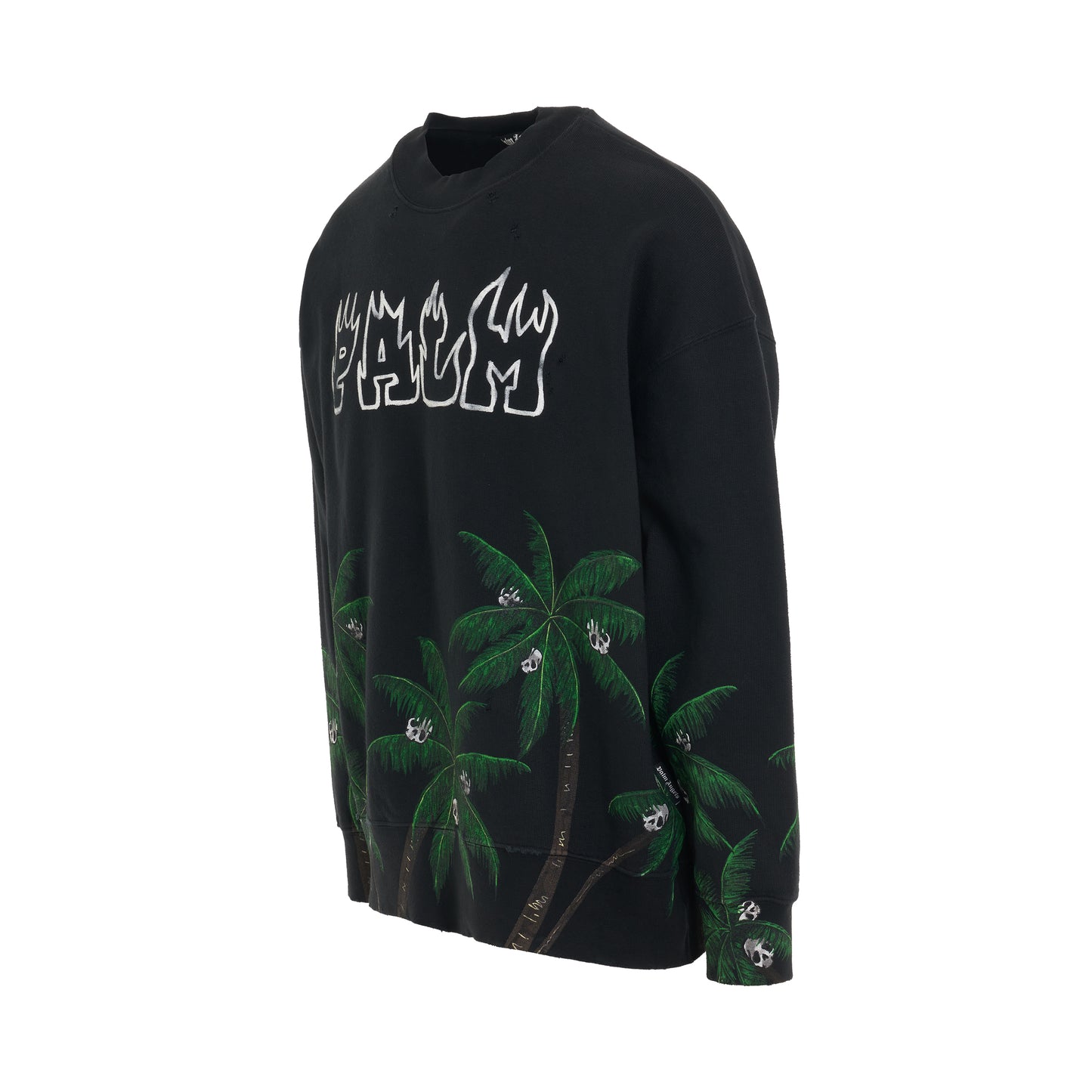 Palm&Skull Vintage Crewneck in Black/Green