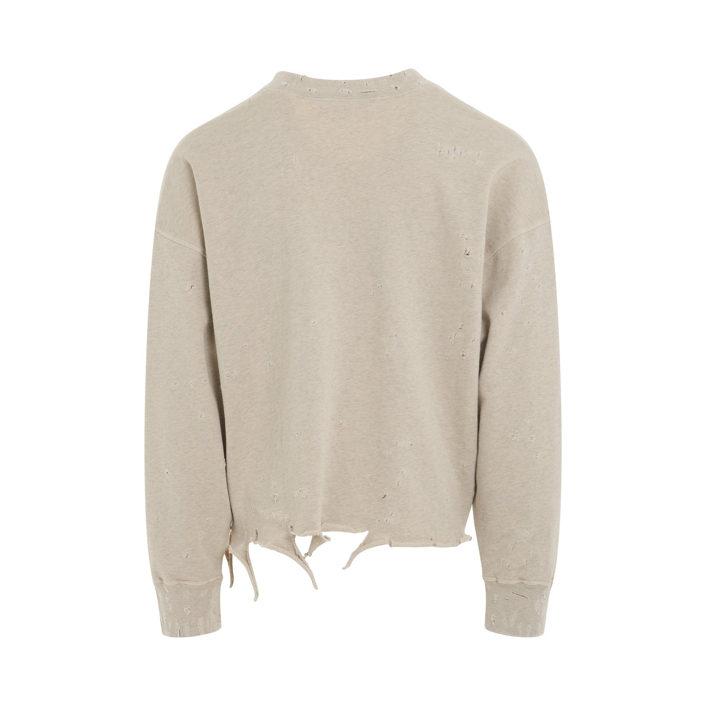 PA Bear Ripped Crewneck Sweatshirt in Melange Grey/Brown