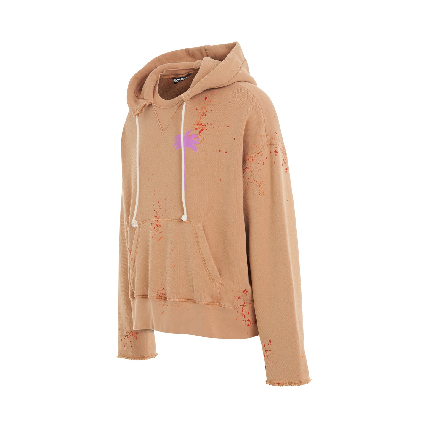 PXP Painted Raw Cut Hoodie in Camel/Violet