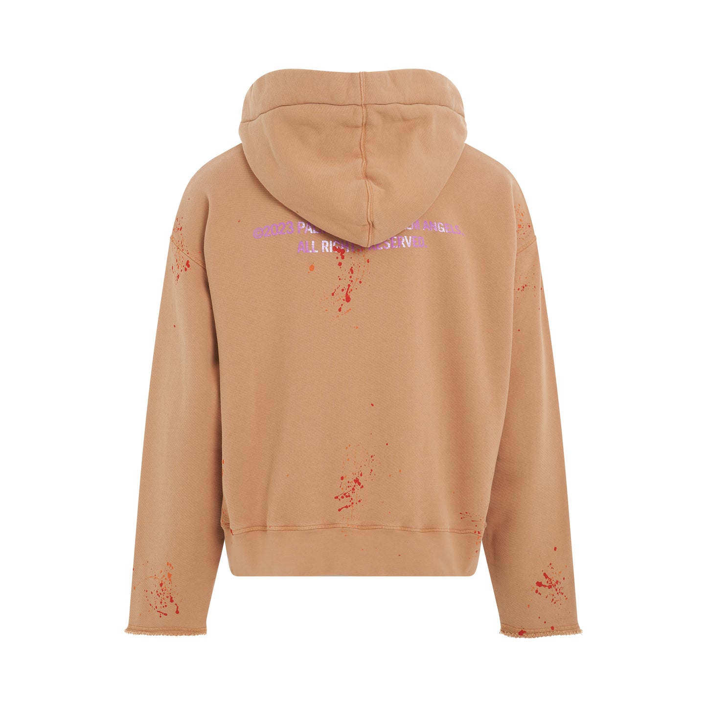 PXP Painted Raw Cut Hoodie in Camel/Violet