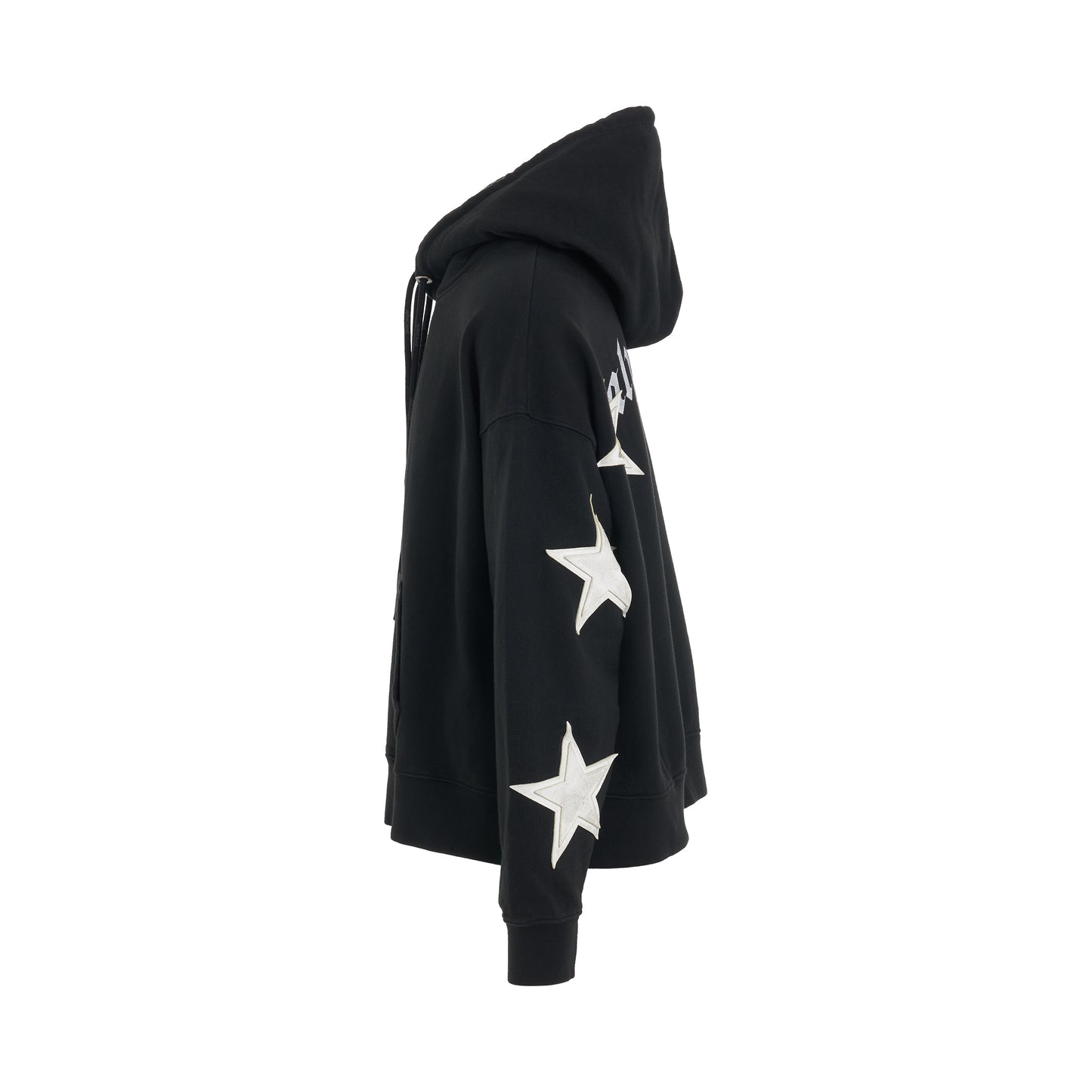 Patched Stars Vintage Hoodie in Black/White