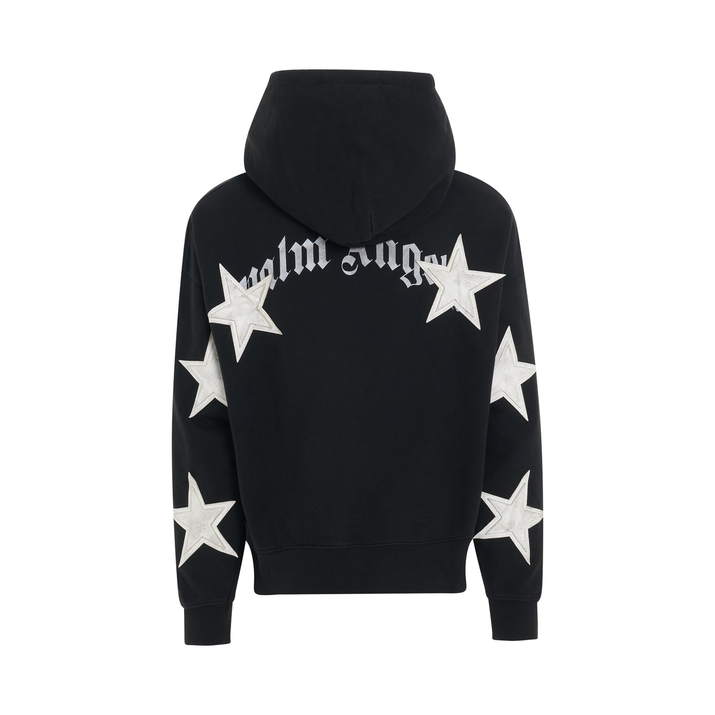 Patched Stars Vintage Hoodie in Black/White