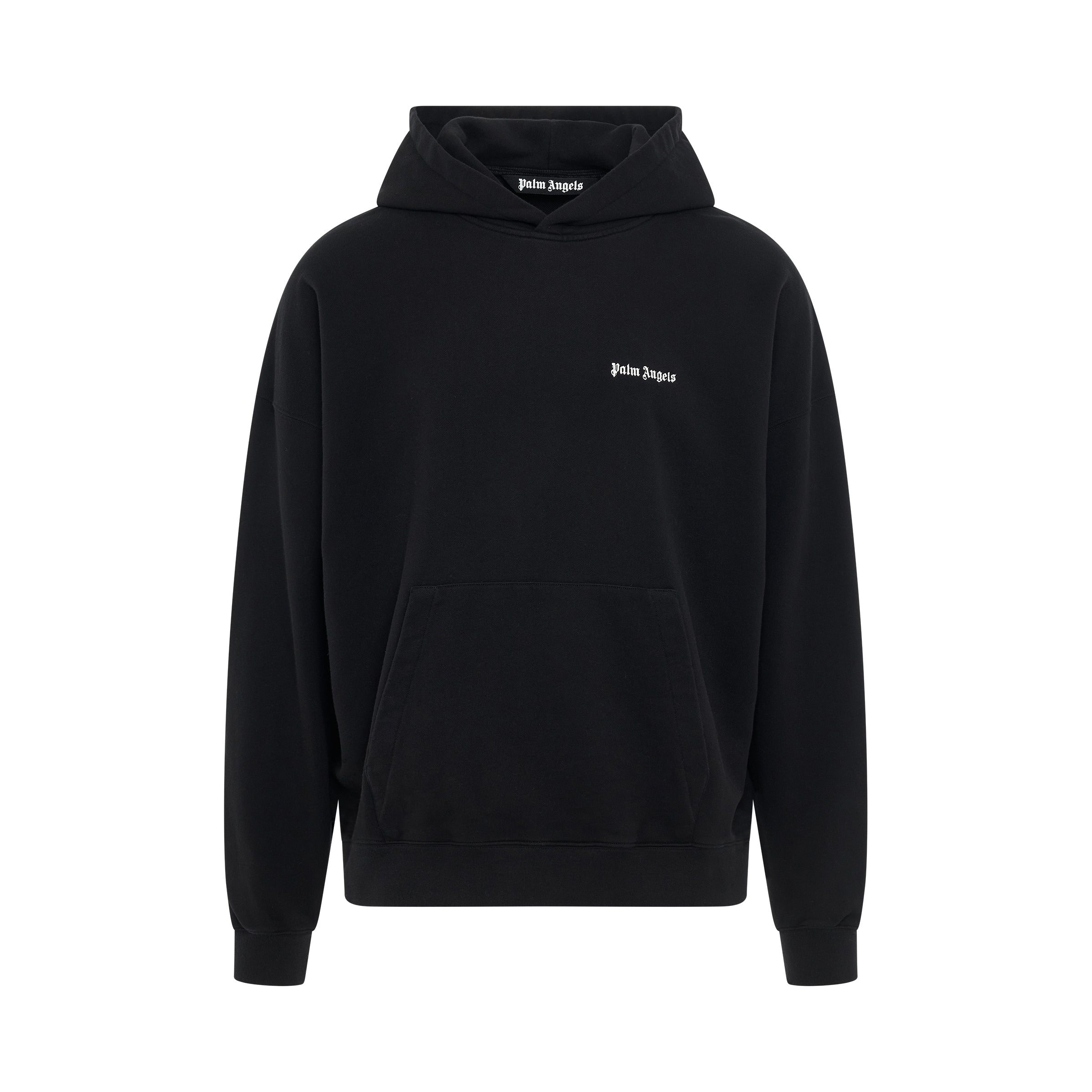 Cotton Embroidered Logo Hoodie in Black