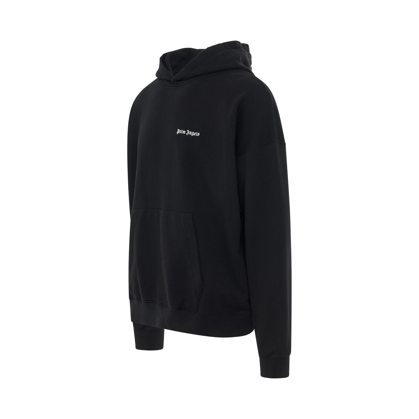 Cotton Embroidered Logo Hoodie in Black