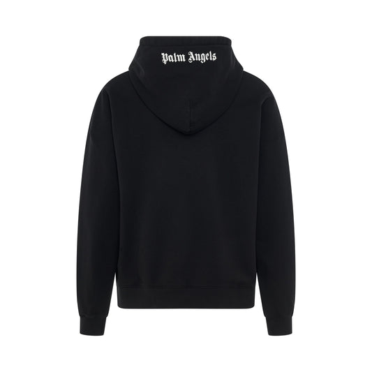 Cotton Embroidered Logo Hoodie in Black