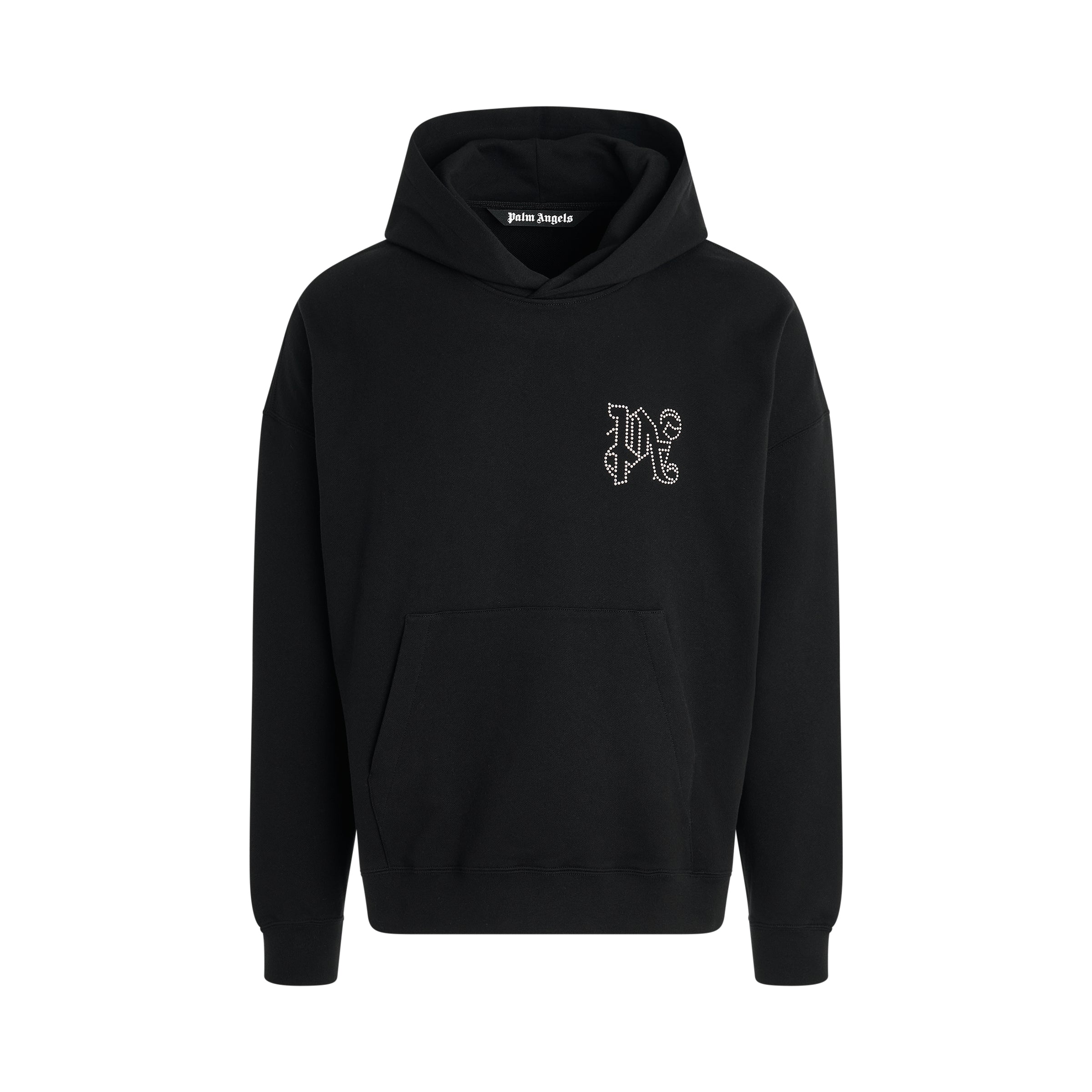 Monogram Stud Hoodie in Black