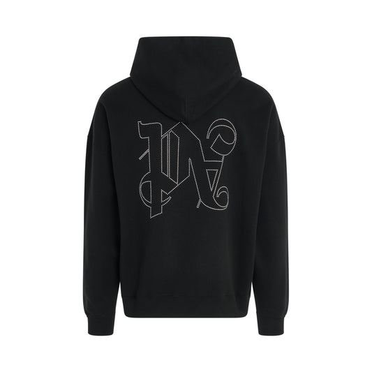 Monogram Stud Hoodie in Black