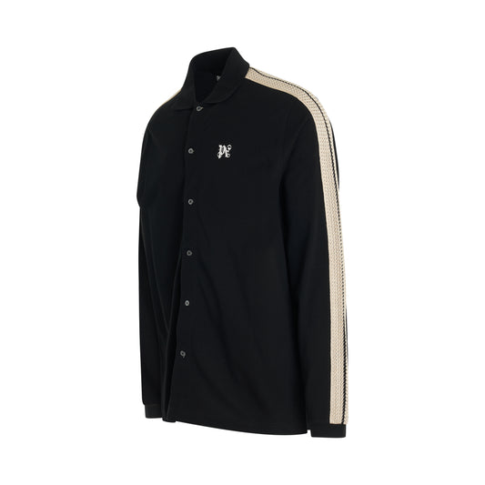 PA Monogram Piquet Trackshirt in Black/Off White