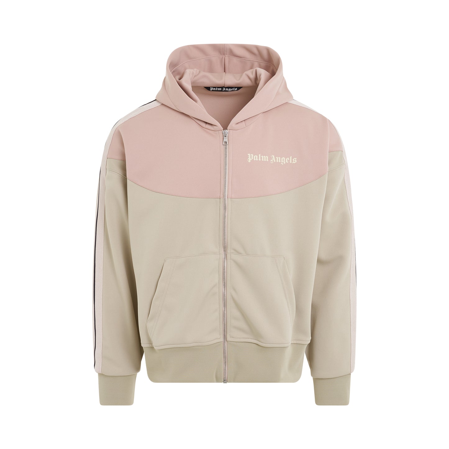 Two Tone Hoodie Track Jacket in Beige/Rose Dust