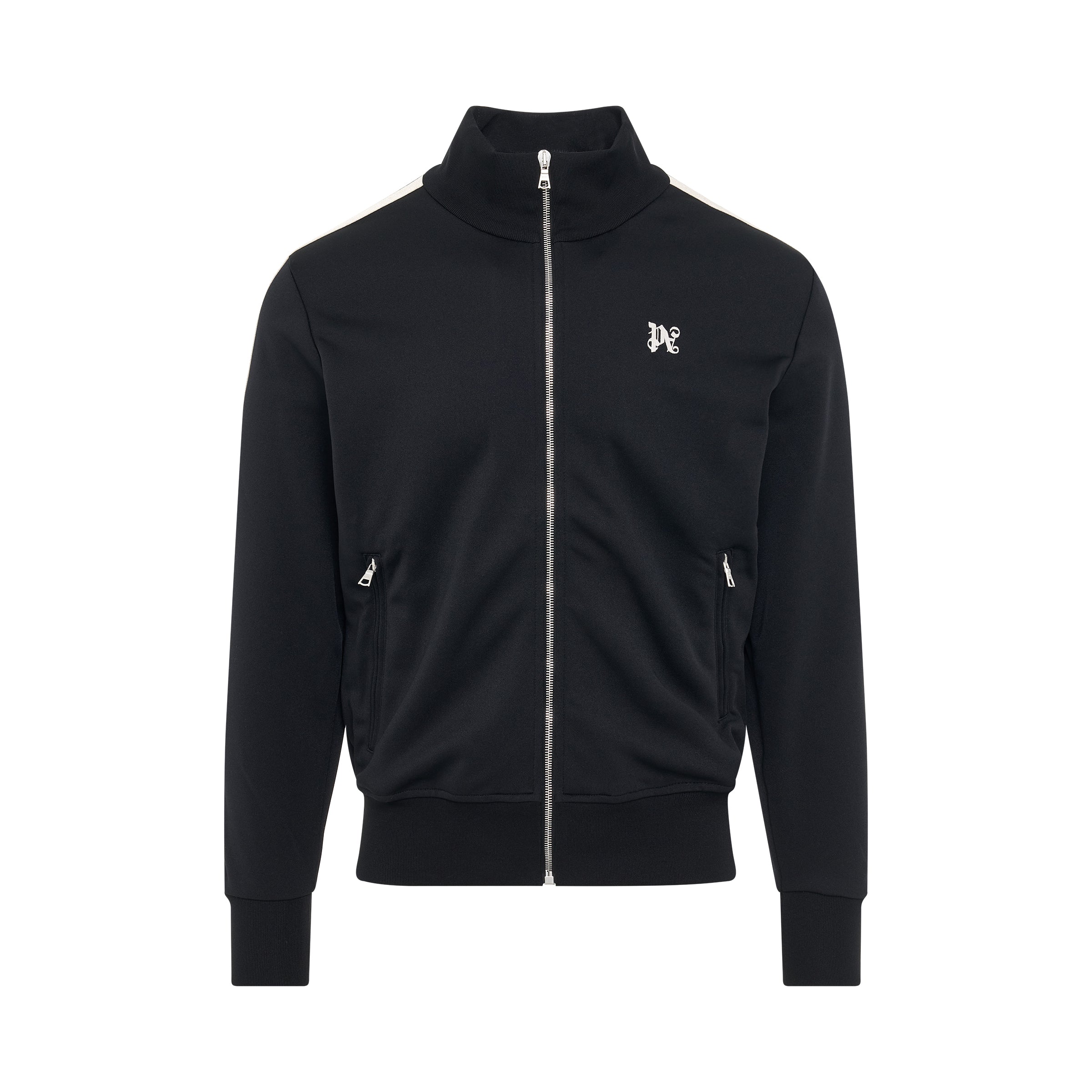 Monogram Embroidered Track Jacket in Black