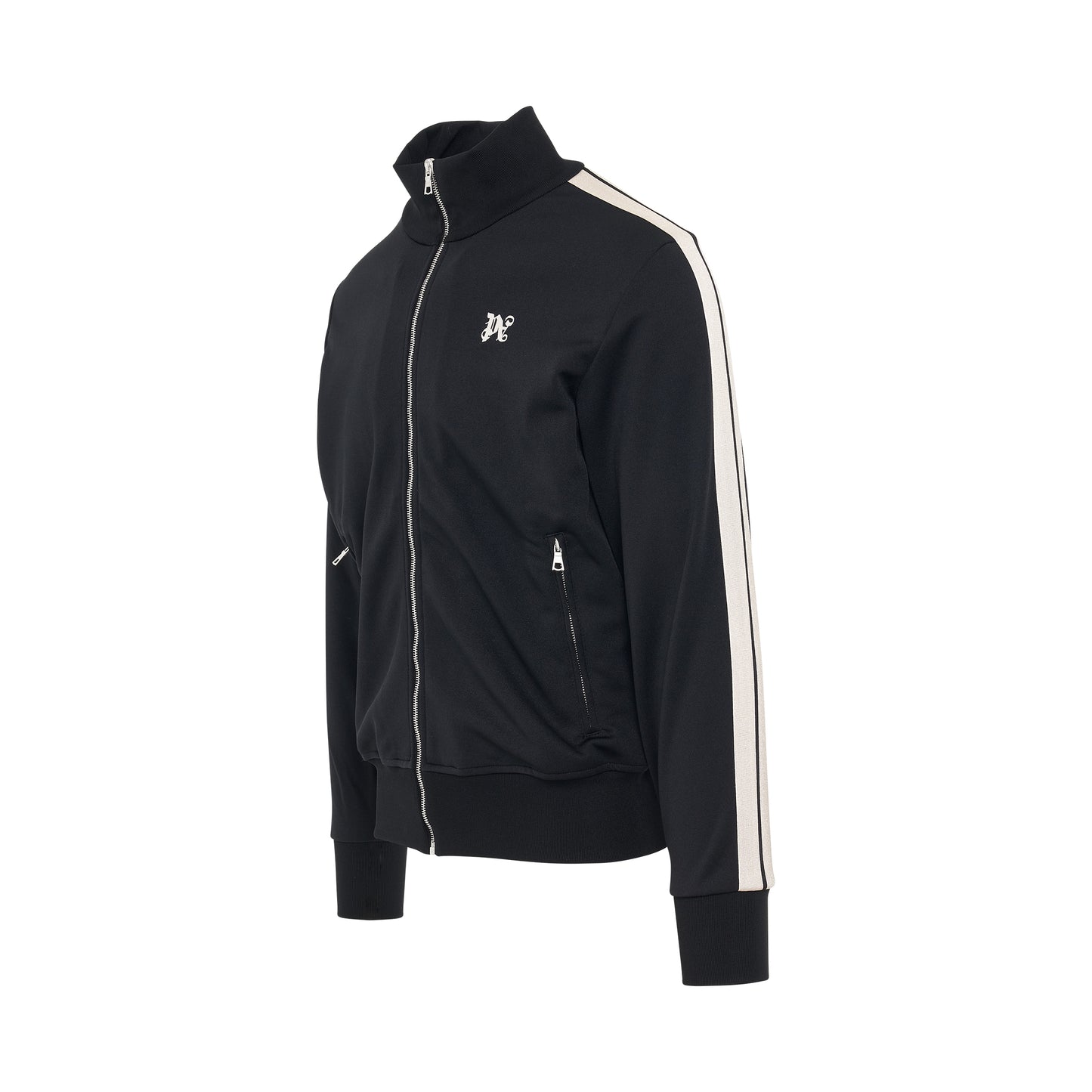 Monogram Embroidered Track Jacket in Black