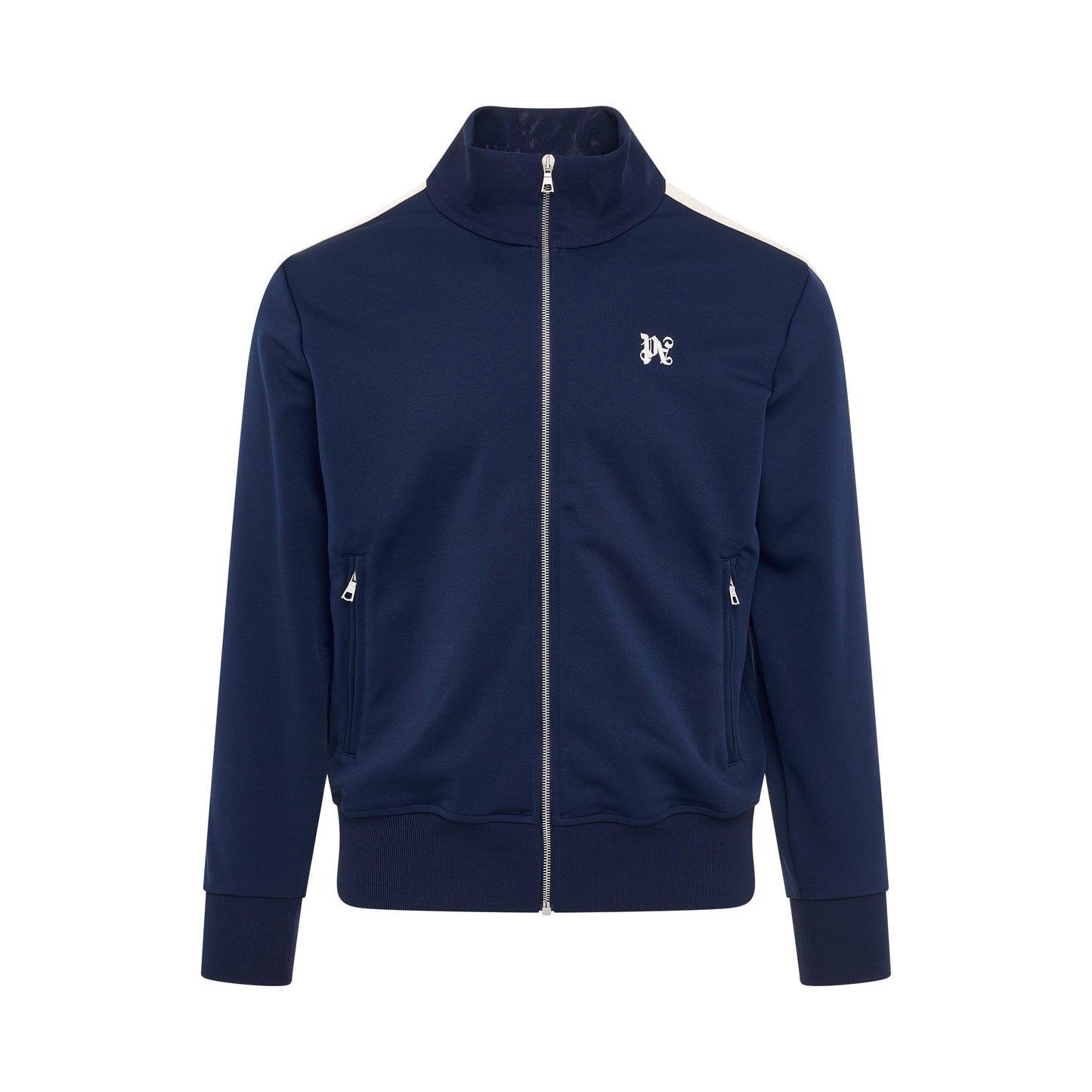 Monogram Embroidered Track Jacket in Navy Blue