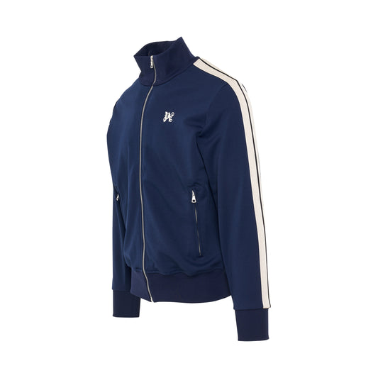 Monogram Embroidered Track Jacket in Navy Blue