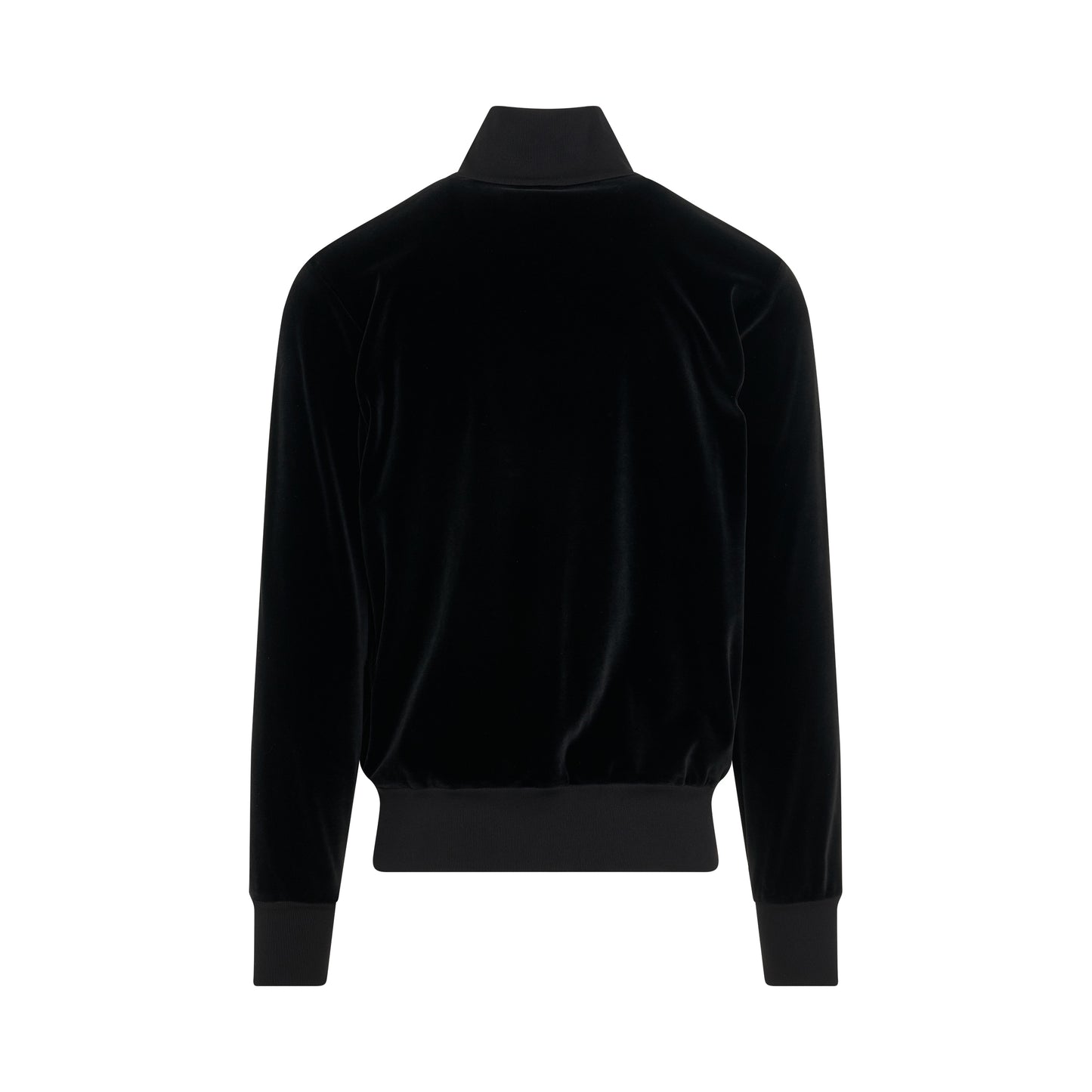 Logo Printed Velvet Track Jacket in Black