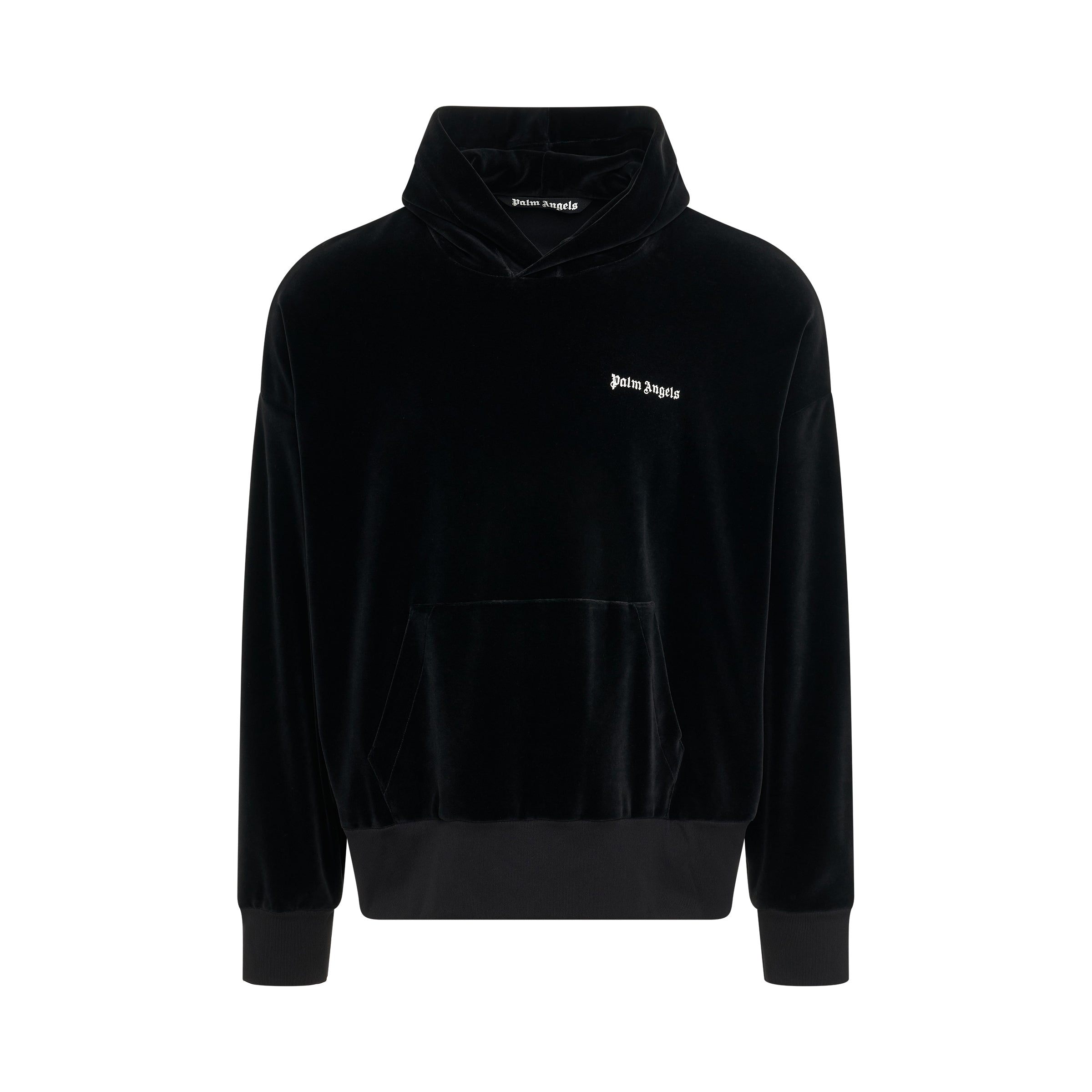 Embroidered Track Logo Hoodie in Black