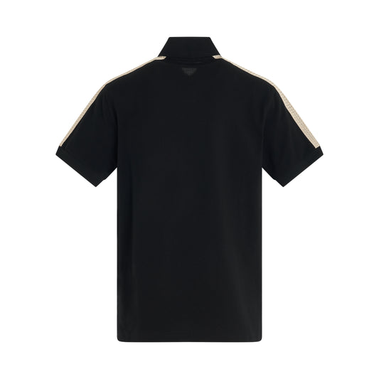 Monogram Track Polo in Black/Off White