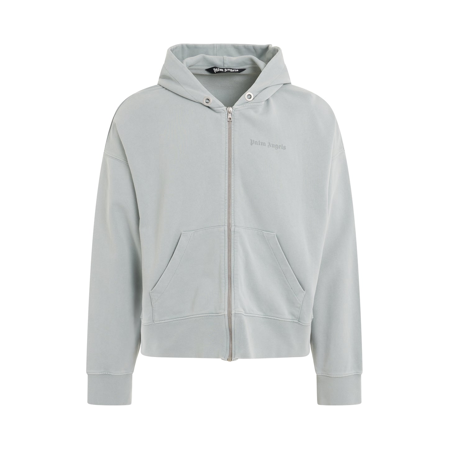 GD Reverse Logo Zipped Hoodie in Light Grey