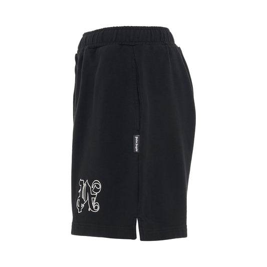 Monogram Embroidered Sweatshorts in Black